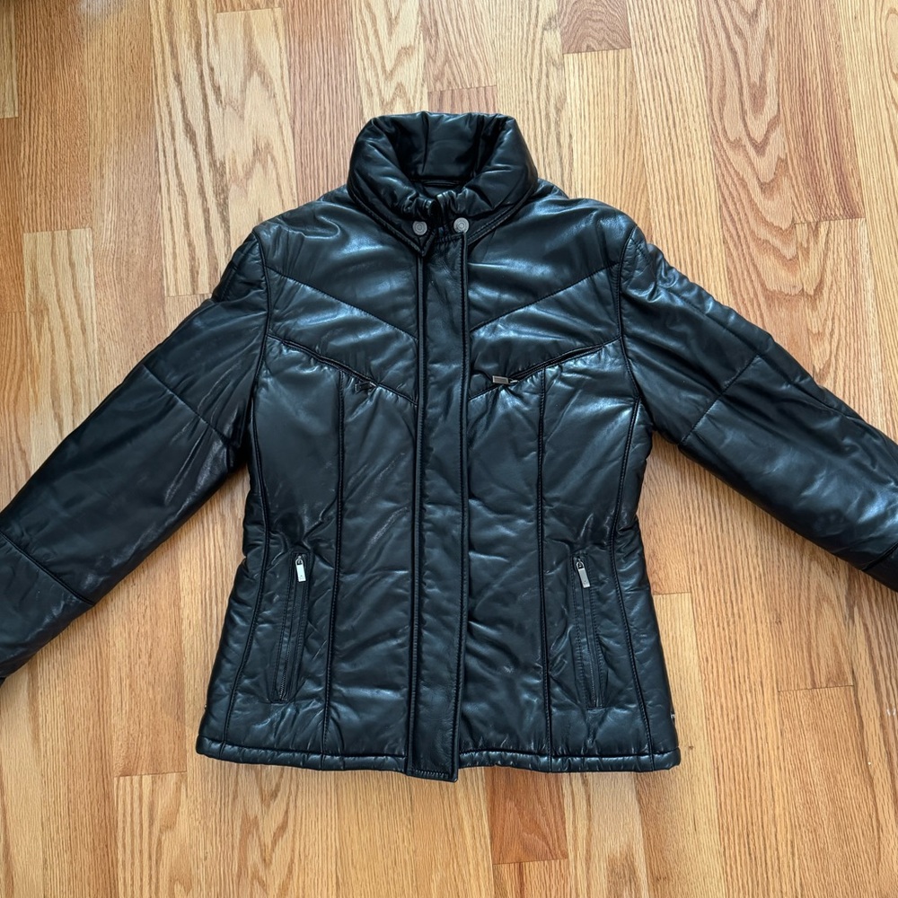 Gucci 1998 Lambskin Leather Women's Black Quilted Jacket 46